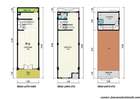 Pilihan denah rumah 2 kamar dengan desain terbaik fimell via fimell.com. Denah Rumah Ukuran 4x8 Meter - All Desain