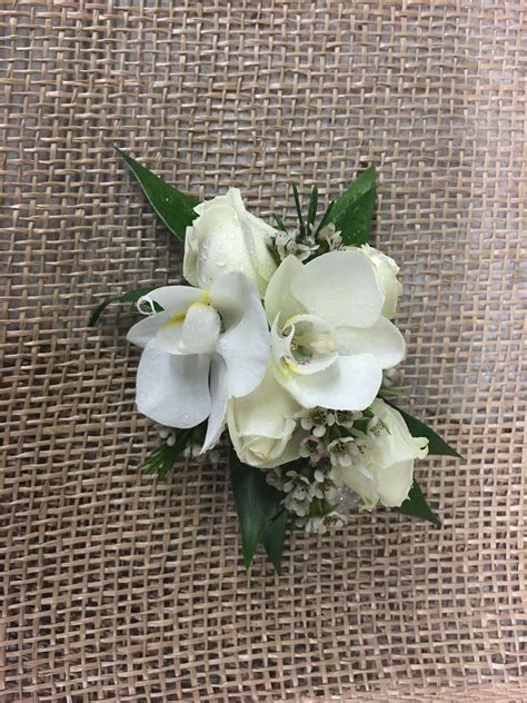 White Orchid And White Mini Rose Corsage Orchid Corsages Prom Flowers