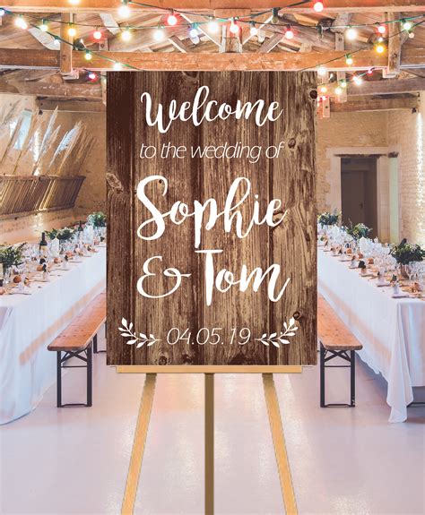 We loved the idea of using the signs & loved the rustic/chic look, so we thought we would try & make a few of our own. Personalised Welcome to our wedding wooden sign - Wooden Wedding Invites
