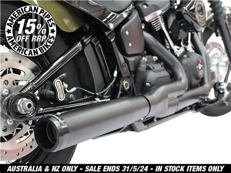 2 Into 1 Exhaust Black With Black End Cap Fits Deluxe Softail Slim