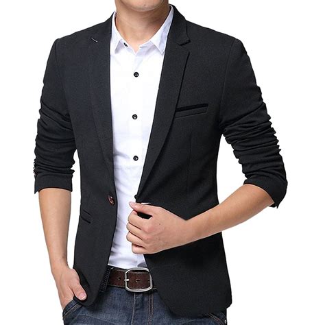 Mens Sports Jacket Lightweight One Button Slim Fit Solid Casual Blazer