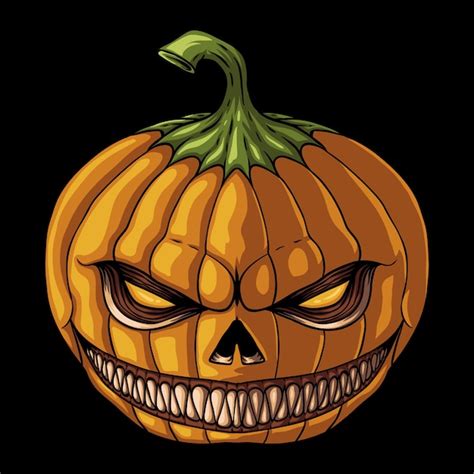 Premium Vector Halloween Pumpkin Smile Evil Illustration