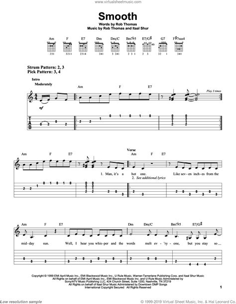 As with sheet music, guitar tabs help guitarists learn to play songs. Thomas - Smooth sheet music for guitar solo (easy tablature)