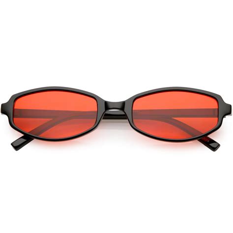 sunglass la retro rectangle sunglasses slim arms color tinted lens 54mm black red