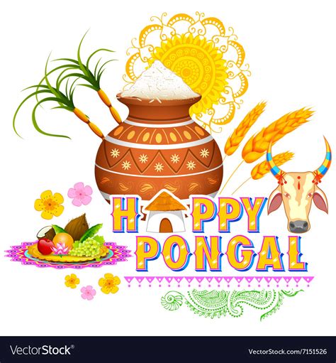 Happy Pongal Greeting Background Royalty Free Vector Image
