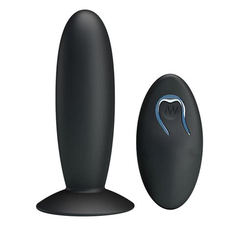 Remote Control Silicone Anal Vibrator Black Suction Cup Usb