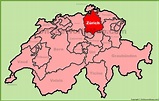 Canton of Zürich location on the Switzerland map - Ontheworldmap.com