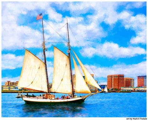 Classic Tall Ship Sailing Boston Harbor Art Print