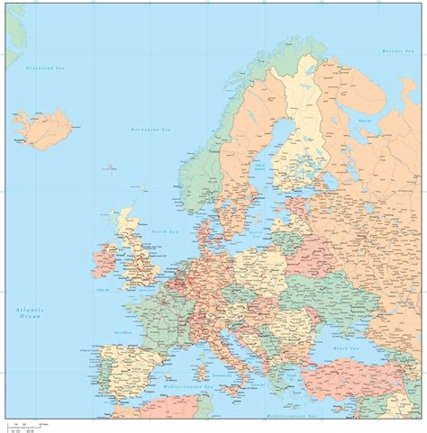 Карта Европы с городами