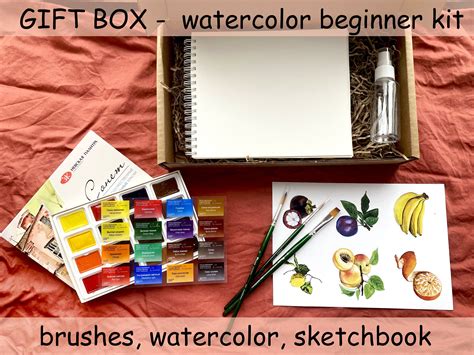 Watercolor Kit Beginner Kit With Art Book Watercolor Palette Etsy