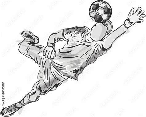 Football Vector Soccer Illustration Goalkeeper Sketch Drawing Line