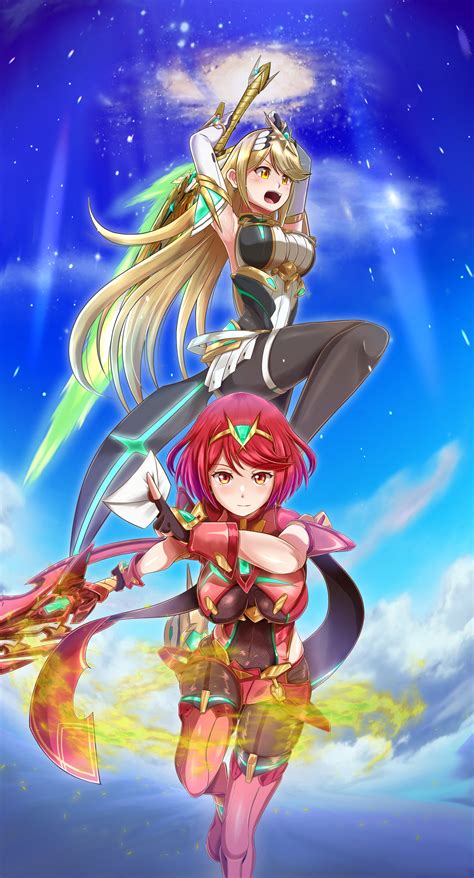 Pyra Mythra And Mythra Xenoblade Chronicles And 2 More Drawn By