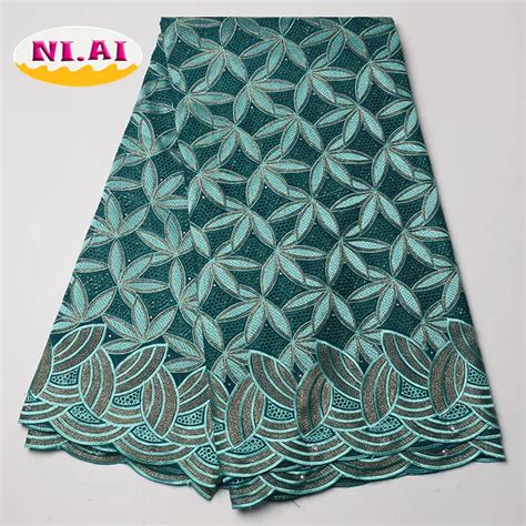 Buy Nigerian Material High Quality Swiss Voile Laces Switzerland Teal Green