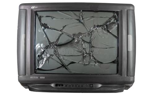 Old Tv With Broken Screen Stock Photo Image Of Electronic 127605616