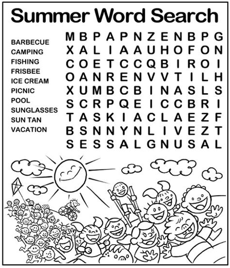 Backyard fun word search puzzle. 13 Cool Printable Summer Word Searches | Kitty Baby Love