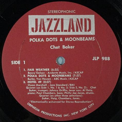 Chet Baker Polka Dots And Moonbeams レコード通販・買取のサウンドファインダー