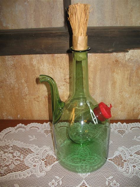 Vintage Italian Blown Glass Wine Decanter With Ice Chamber