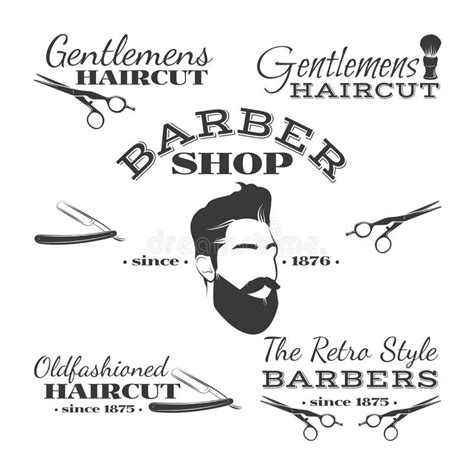 Vector Set Of Retro Barber Shop Logo Labels Badges And Design Stock