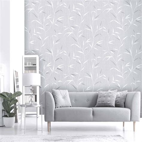 Belgravia Decor Amelie Grey Leaf Wallpaper Homebase