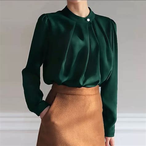 Dark Green Blouse Womens Fashion Tops Blouses On Carousell