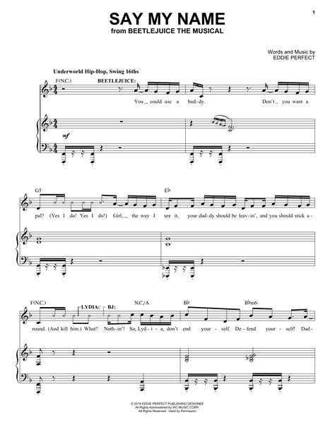 Say My Name From Beetlejuice The Musical Sheet Music Eddie Perfect