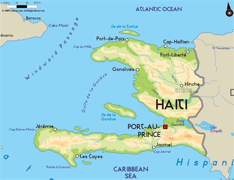 Large Physical Map Of Haiti With Major Cities Haiti North America