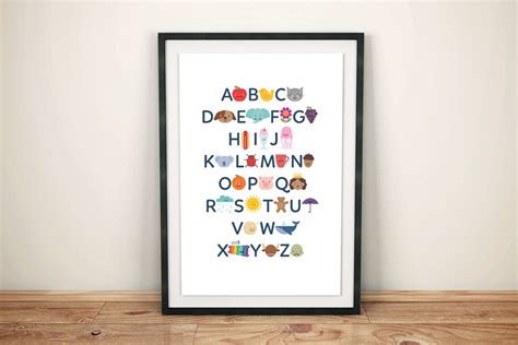 Alphabet Poster Printable Download Wall Art For Children Etsy