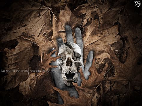 Wallpaper Leaves Photoshop Nature Photo Manipulation Skull Cave