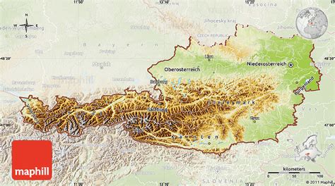 Physical Map Of Austria Lighten