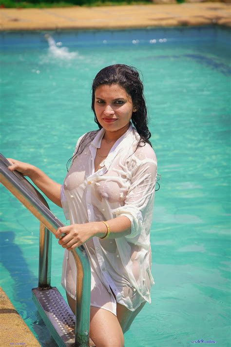 Images Of Desi Wife In Transparent Wet Dress Near Pool Sexy Photos