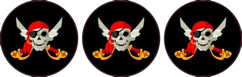 Stickertalk Color Circular Jolly Roger Flag Vinyl Stickers 2 Inches By