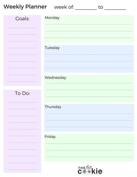 Free Printable Weekly Planner Pages • The Fit Cookie