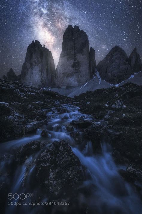 A Starry Night In The Dolomites Dolomites Starry Night Landscape