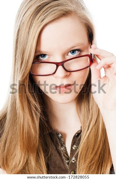Teenage Girl Eyeglasses Isolated On White Stock Photo 172828055