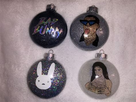 Bad Bunny Ornaments Bad Bunny Glitter Ornaments Yhlqmdlg Etsy