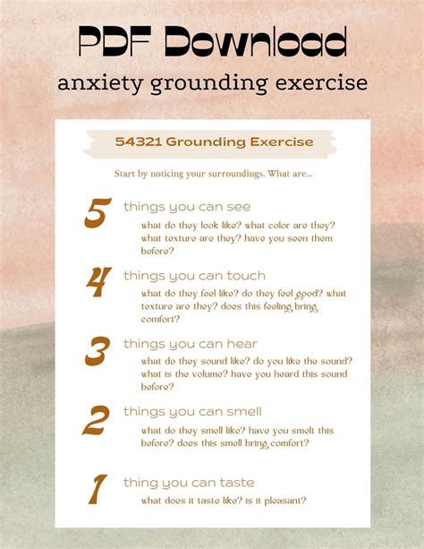 Anxiety Grounding Worksheet 54321 Exercise Perfect To Give To Clients