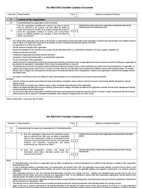 Sirim qas international sdn bhd. ISO 9001 2015 Checklist Guidance | Iso 9000 | Quality ...