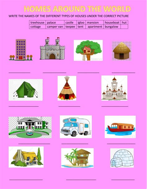 Ejercicio De Different Types Of Homes