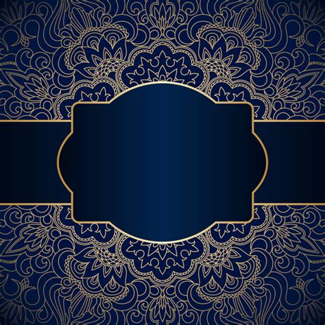 Luxury Blue Background With Ornament Gold Vector 07 Free Download