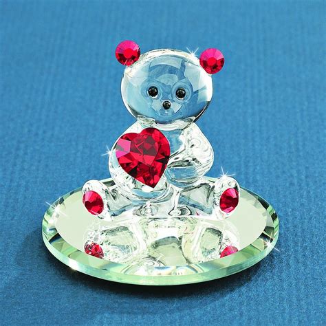 Glass Baron Bear With Red Crystal Figurine Crystal Figurines Glass