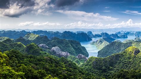 Scenic View Over Hạ Long Bay From Cát Bà Island Vietnam Windows
