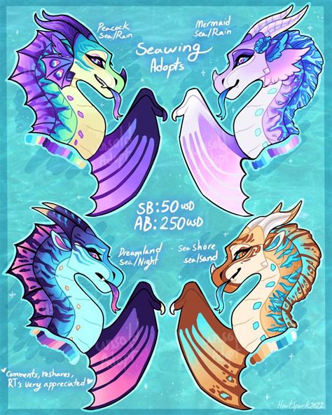 A Set Of Cute Seawing Hybrid Adoptables On Sale On My Twitter And Fa So