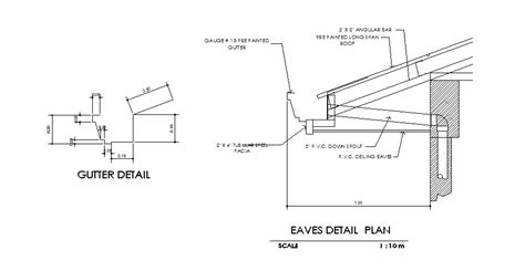 Gutter And Eaves Plan Cad Drawing Details Dwg File Cadbull
