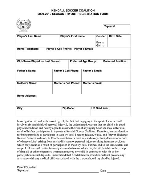 Soccer Registration Form Template Fill Online Printable Fillable