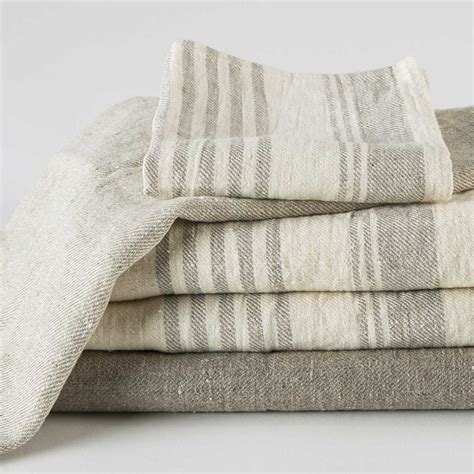 Olga Linen Bath Linens Anichini Striped Flatweave Linen Towels