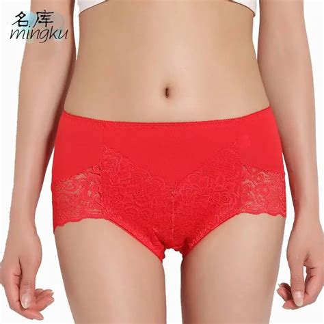 Seamless Solid Briefs Lace Mid Rise Panties Women Panties Plus Size