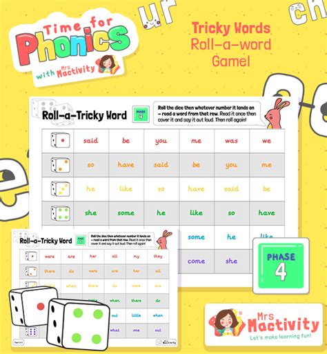 Phase 4 Phonics Roll A Tricky Word Activity Primary Teaching Resources