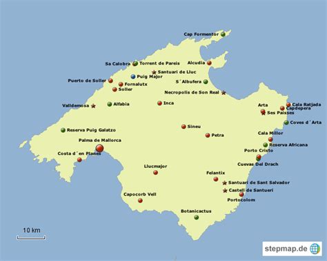Die welt der landkarten mit interessanten, kuriosen und witzigen landkarten und luftbildern. StepMap - Mallorca - Landkarte für Spanien
