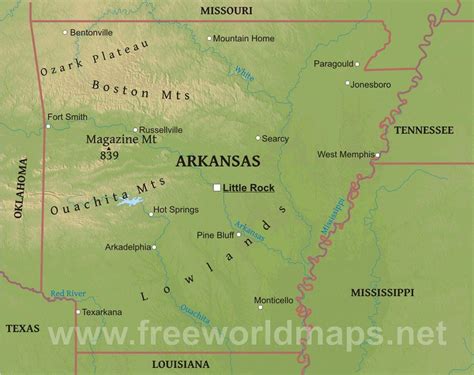 Physical Map Of Arkansas