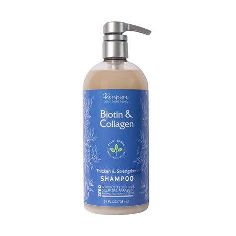 Collagen, which occurs naturally in the body, is responsible for skin's elasticity and brightness, as well as the resilience and strength of our hair and nails. Renpure Biotin & Collagen Thickening Shampoo | Walmart Canada